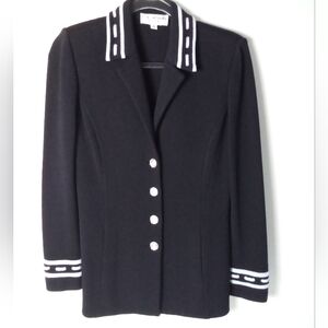 St John Collection Nautical Blazer Navy Santana Knit Pale Blue Accents
